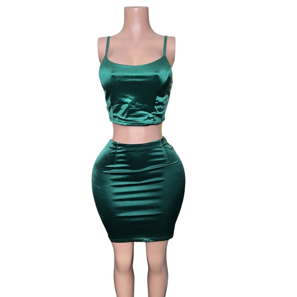 Emerald Satin Pencil Skirt - Women's Green Pencil